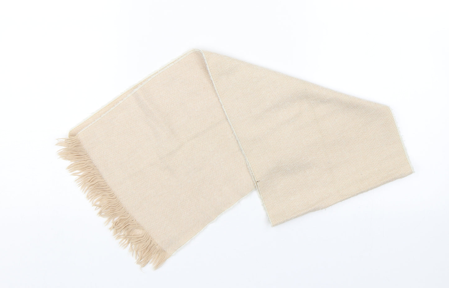 Preworn Womens Beige Herringbone Scarf