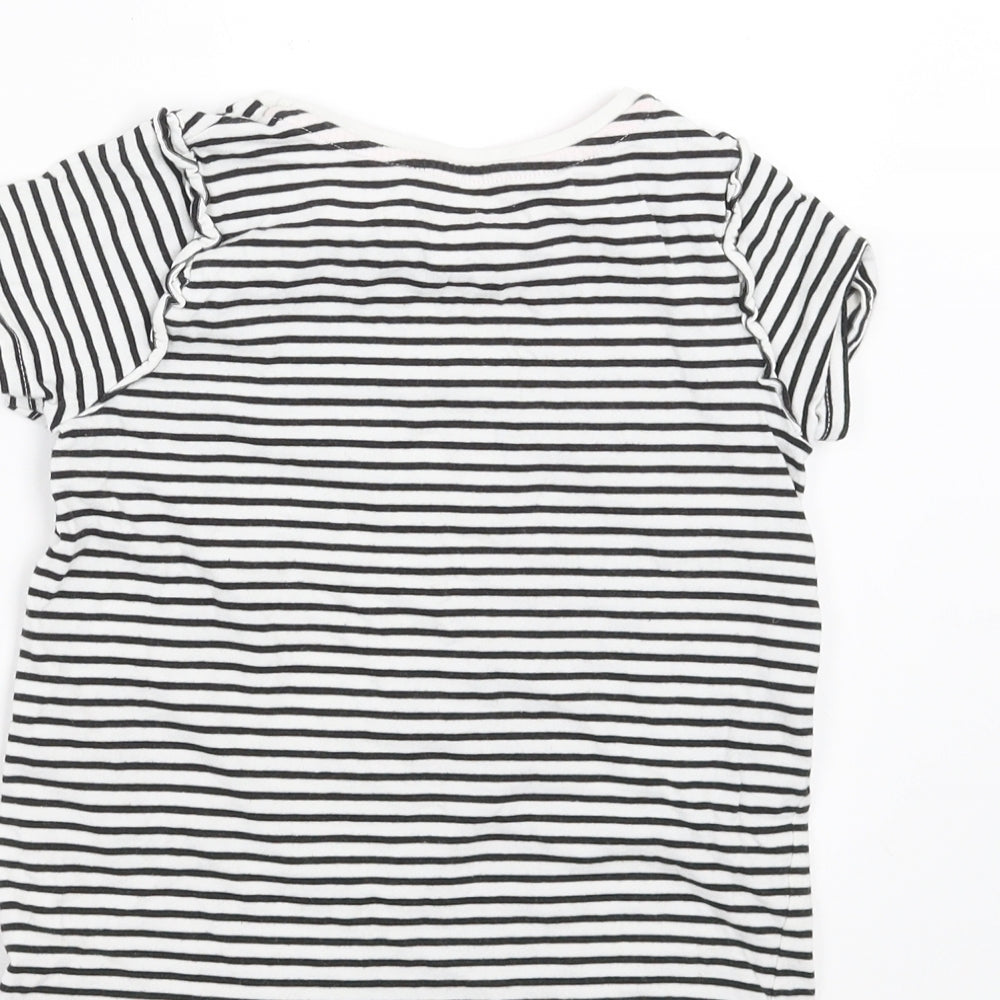TU Girls Black Striped Basic T-Shirt Size 5-6 Years