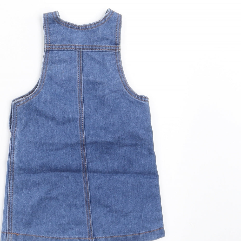 Earlydays Girls Blue Damask Pinafore/Dungaree Dress Size 3-6 Months - rabbit