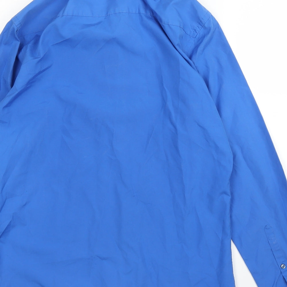 NEXT Mens Blue Button-Up Size 15.5
