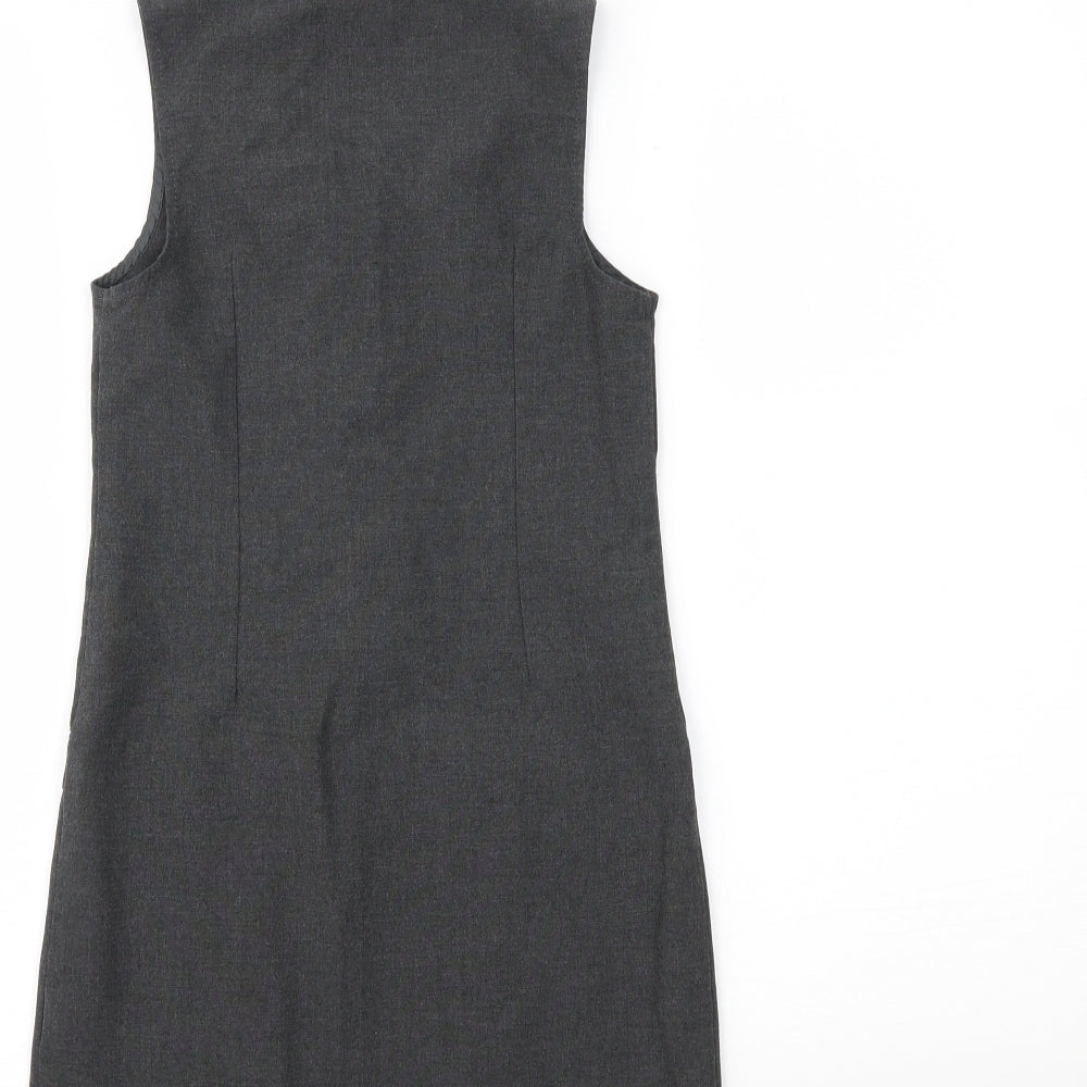 Marks and Spencer Girls Grey Pinafore/Dungaree Dress Size 6-7 Years - SCHOOL