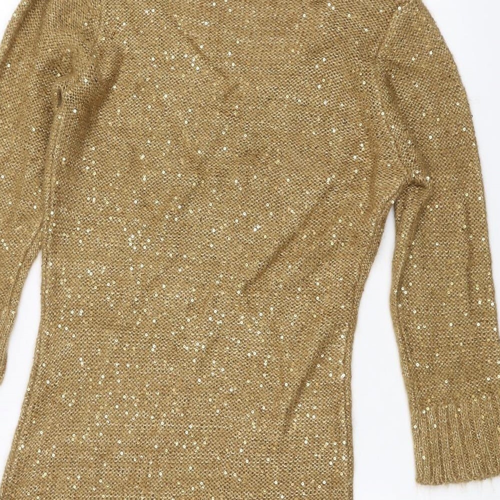 STUDIO Womens Gold Pullover Jumper Size M