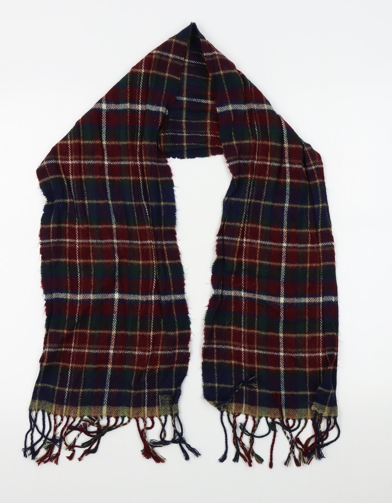 Made in Italy Womens Red Plaid Scarf