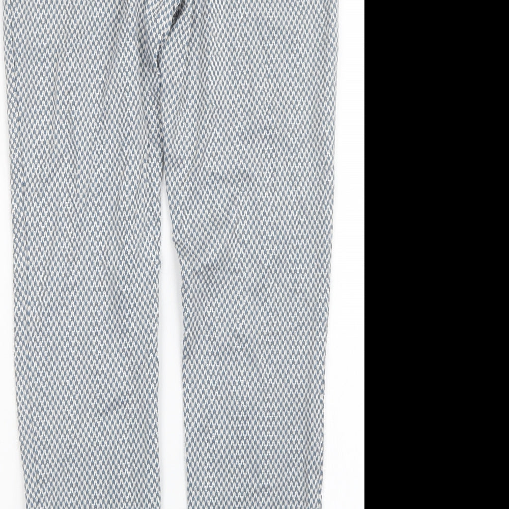 Riani Womens Blue Geometric Trousers Size 8 L28 in