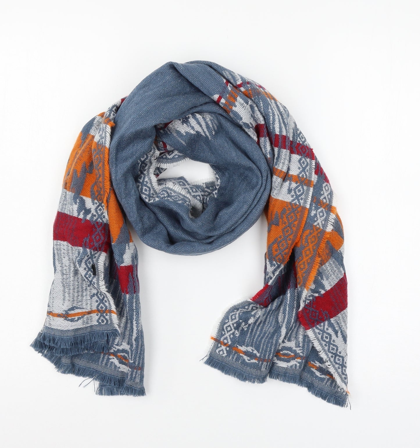 Preworn Womens Blue Knit Scarf