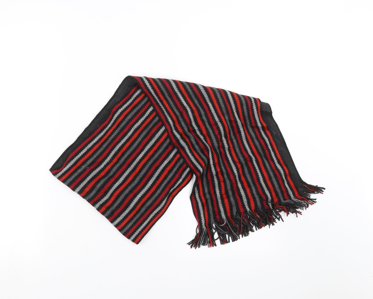 Preworn Mens Grey Striped Scarf One Size