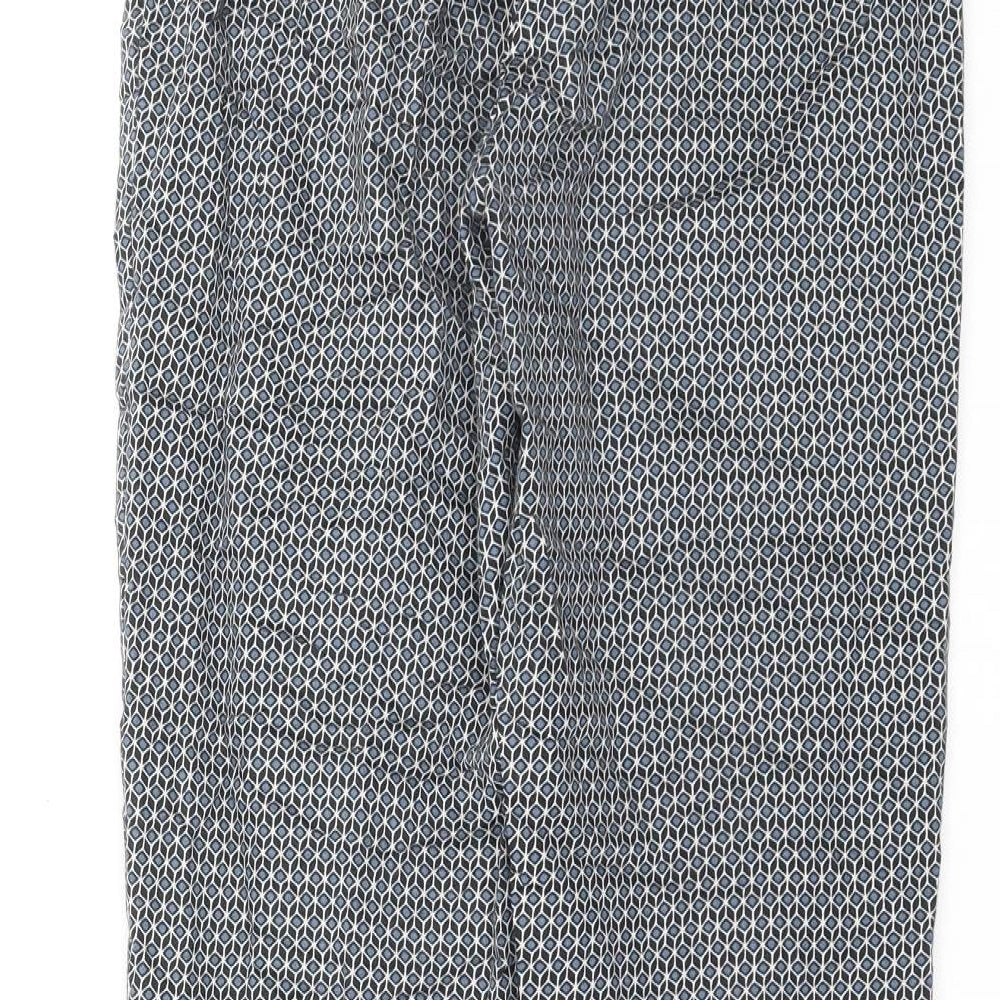 H&M Womens Blue Geometric Trousers Size 8 L26 in