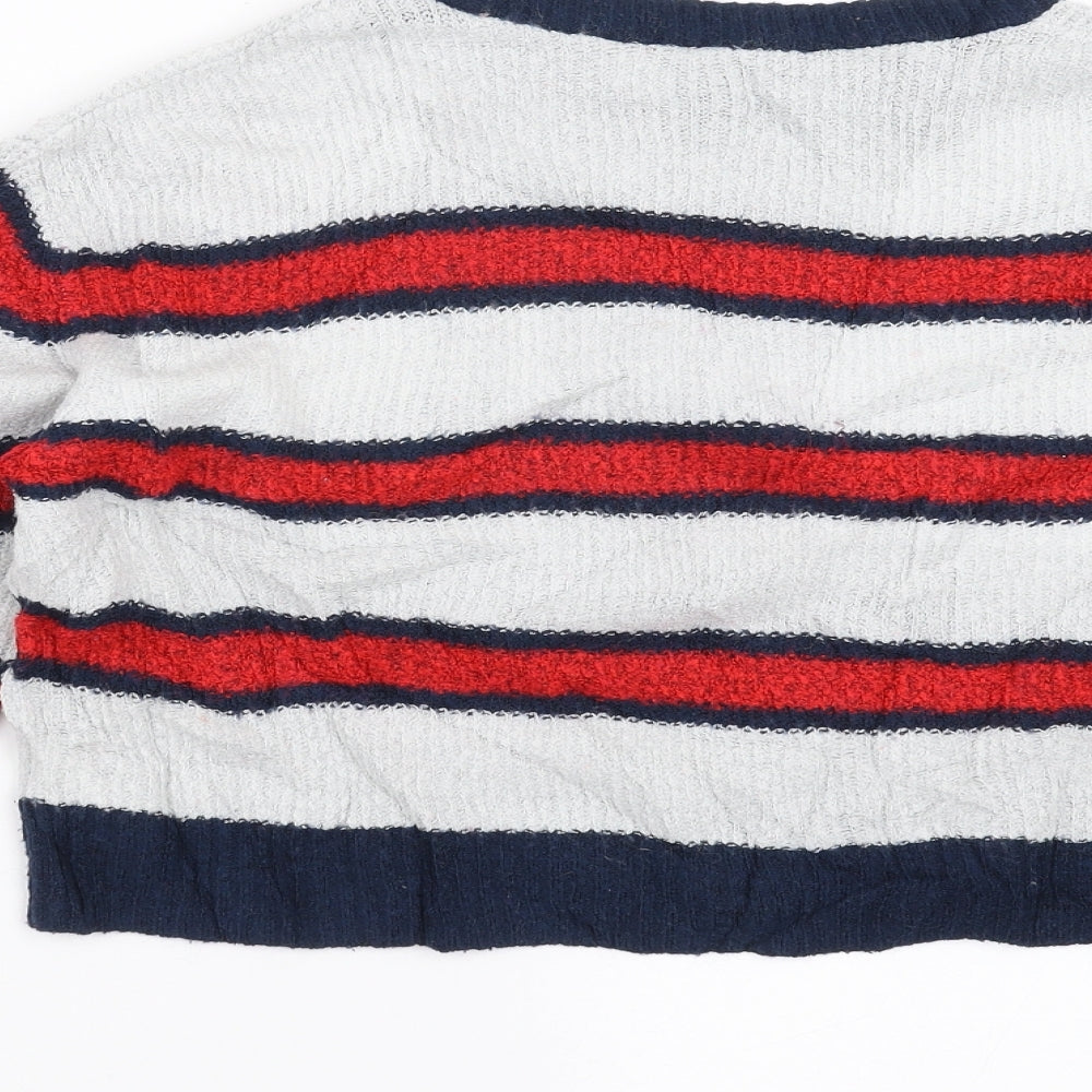 Divided by H&M Womens Blue Striped Knit Pullover Jumper Size S - cropped