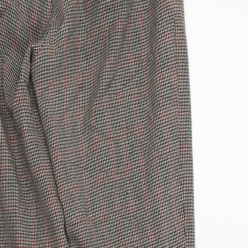 Zara Womens Brown Check Trousers Size XS L27 in