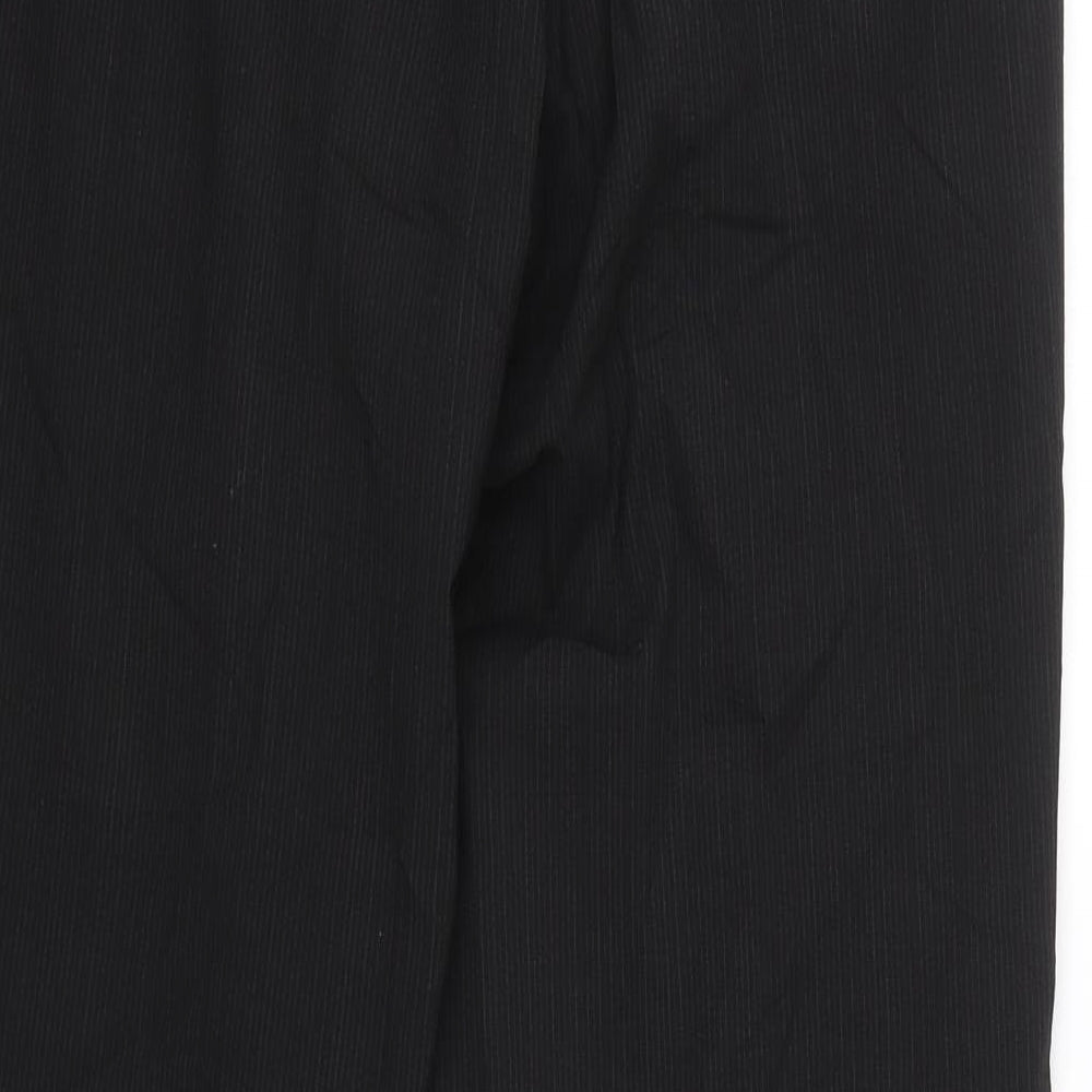 Preworn Womens Black Striped Trousers Size 8 L26.5 in