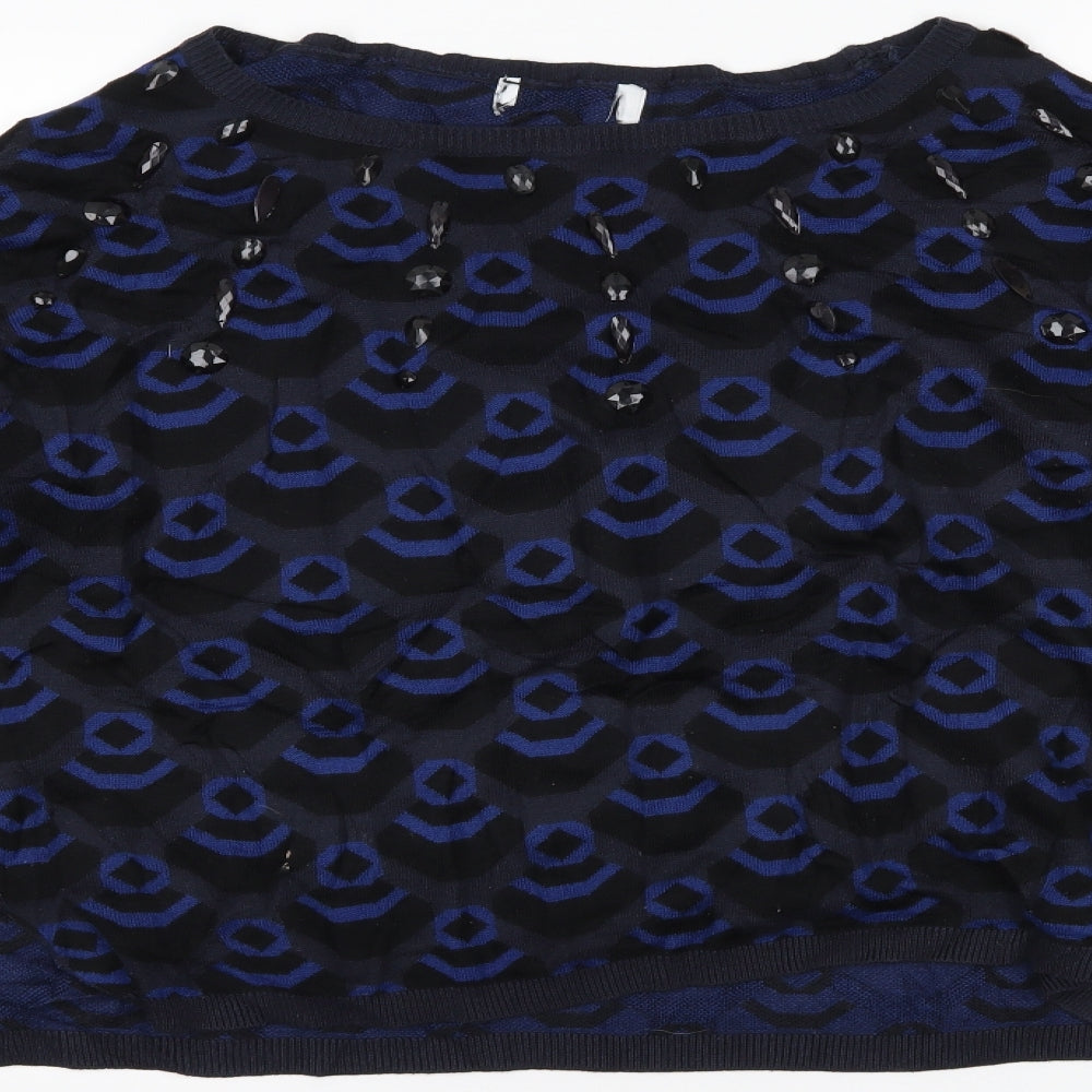 NEXT Womens Blue Geometric Pullover Jumper Size 14