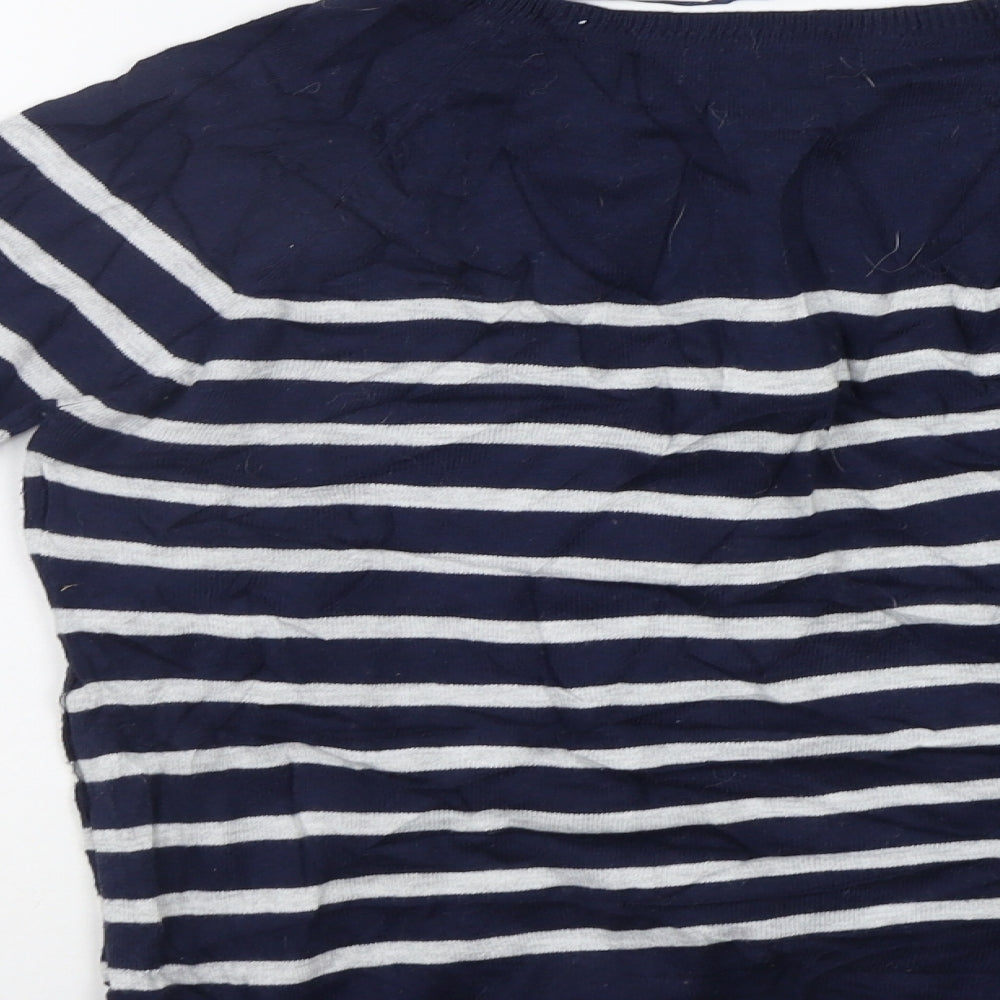 M&S Womens Blue Striped Pullover Jumper Size S