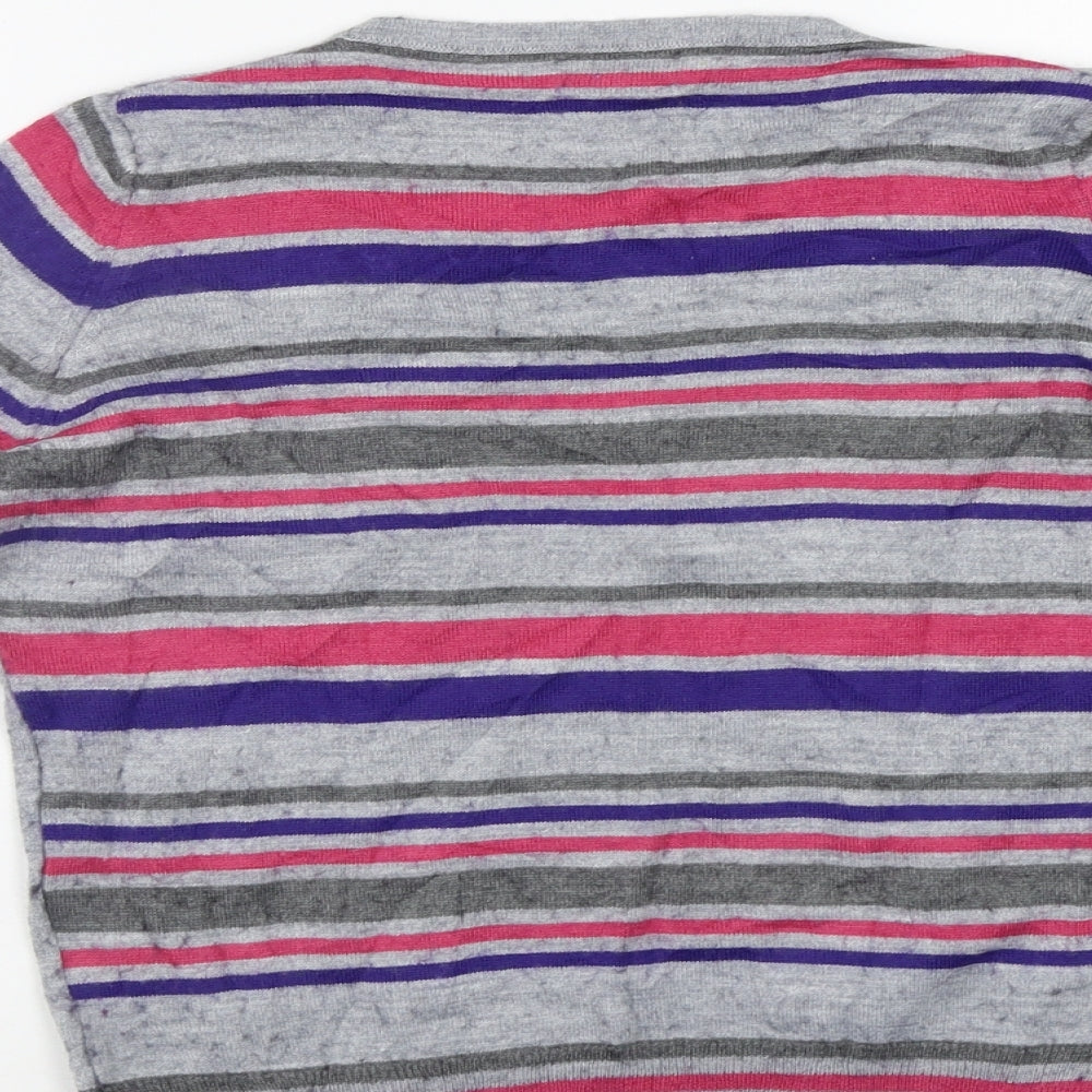 Per Una Womens Grey Striped Pullover Jumper Size 10