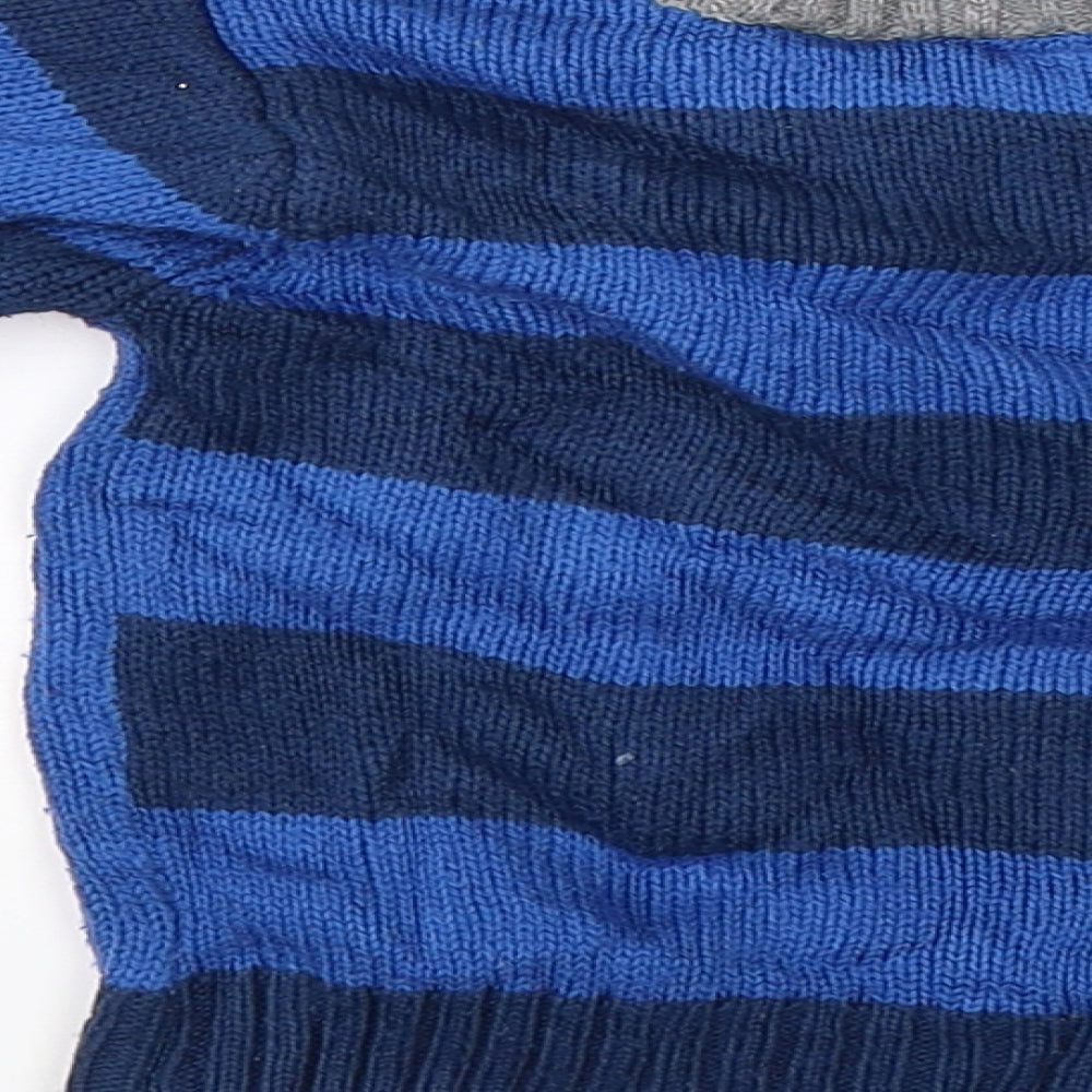 Mini Club Boys Blue Striped Knit Pullover Jumper Size 2-3 Years