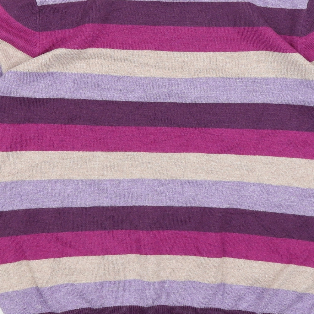 M&S Womens Purple Striped Pullover Jumper Size 8