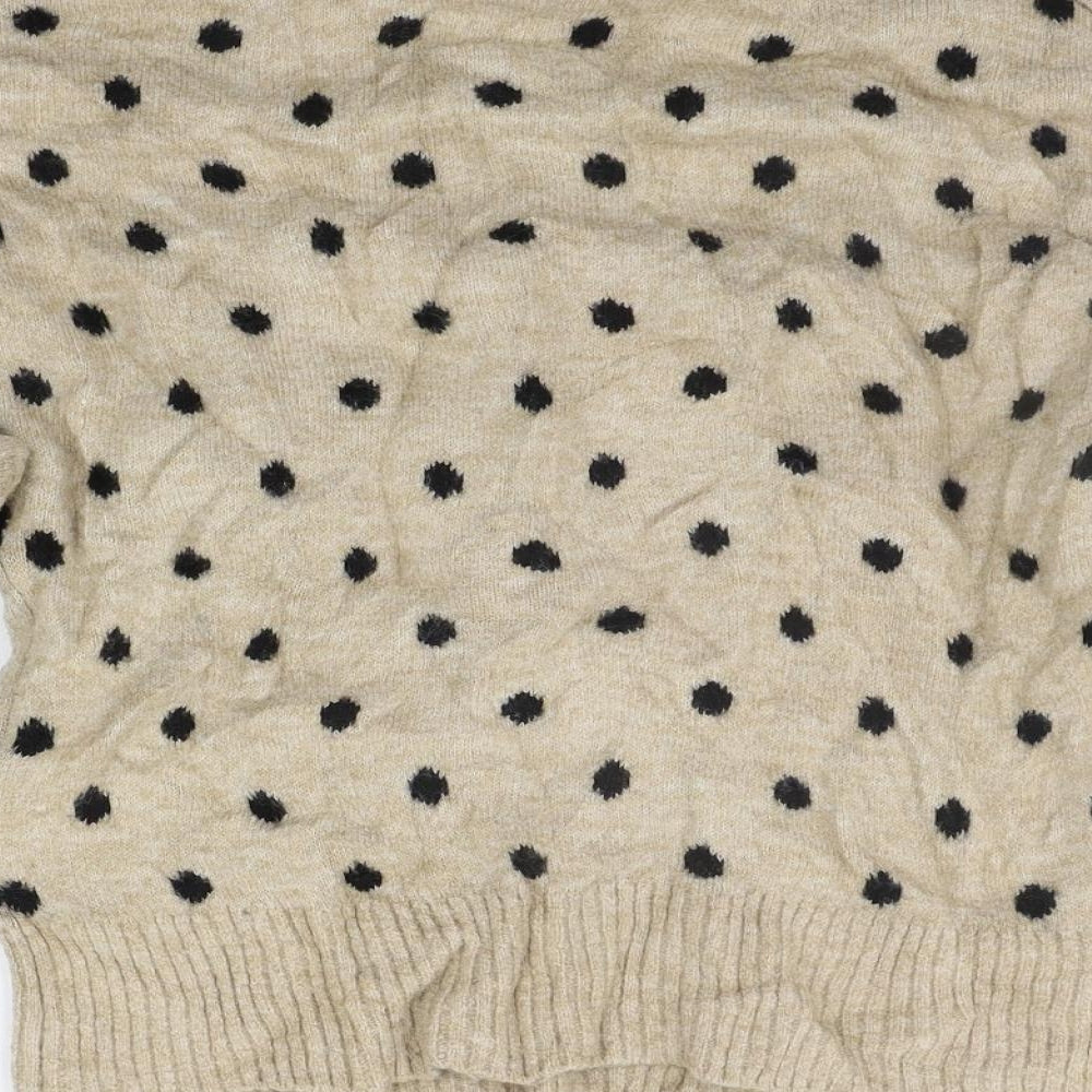 H&M Womens Beige Polka Dot Pullover Jumper Size XS