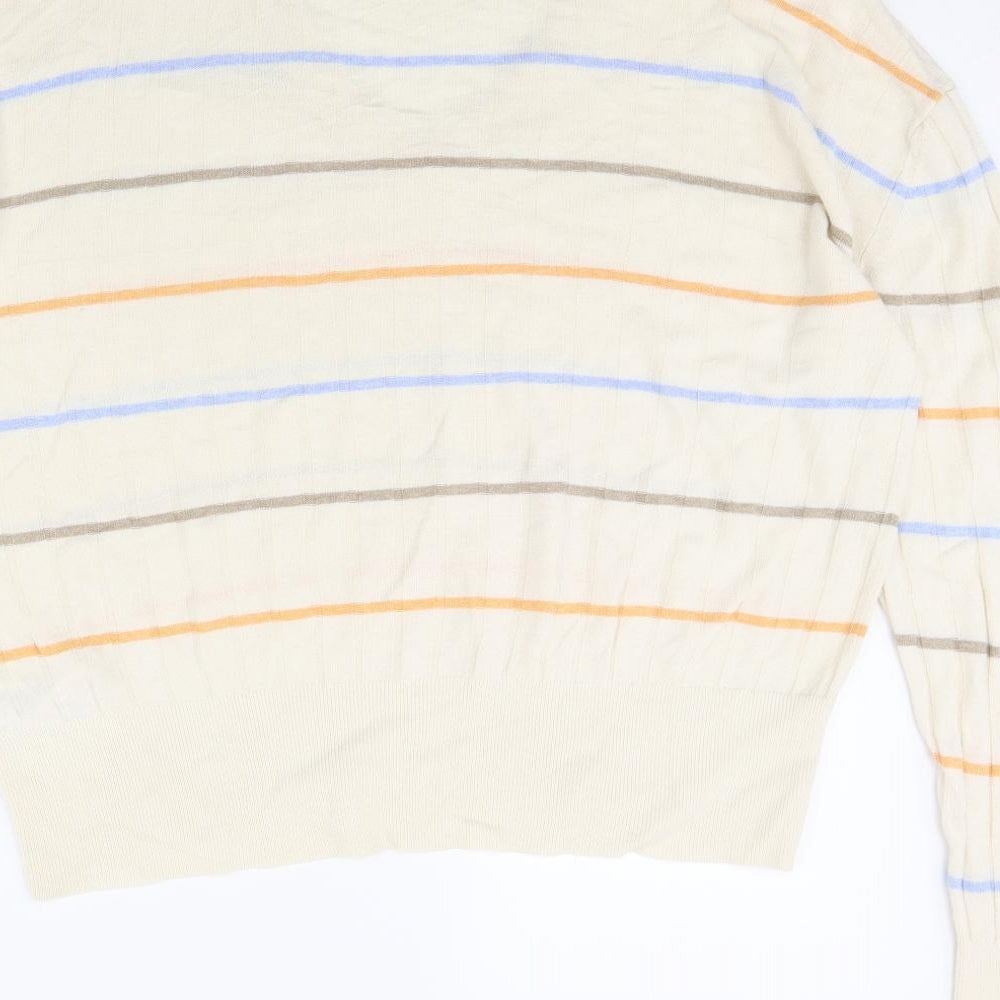 m&s Womens Beige Striped Pullover Jumper Size XL