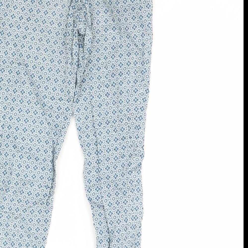 H&M Womens Blue Geometric Trousers Size 6 L28 in