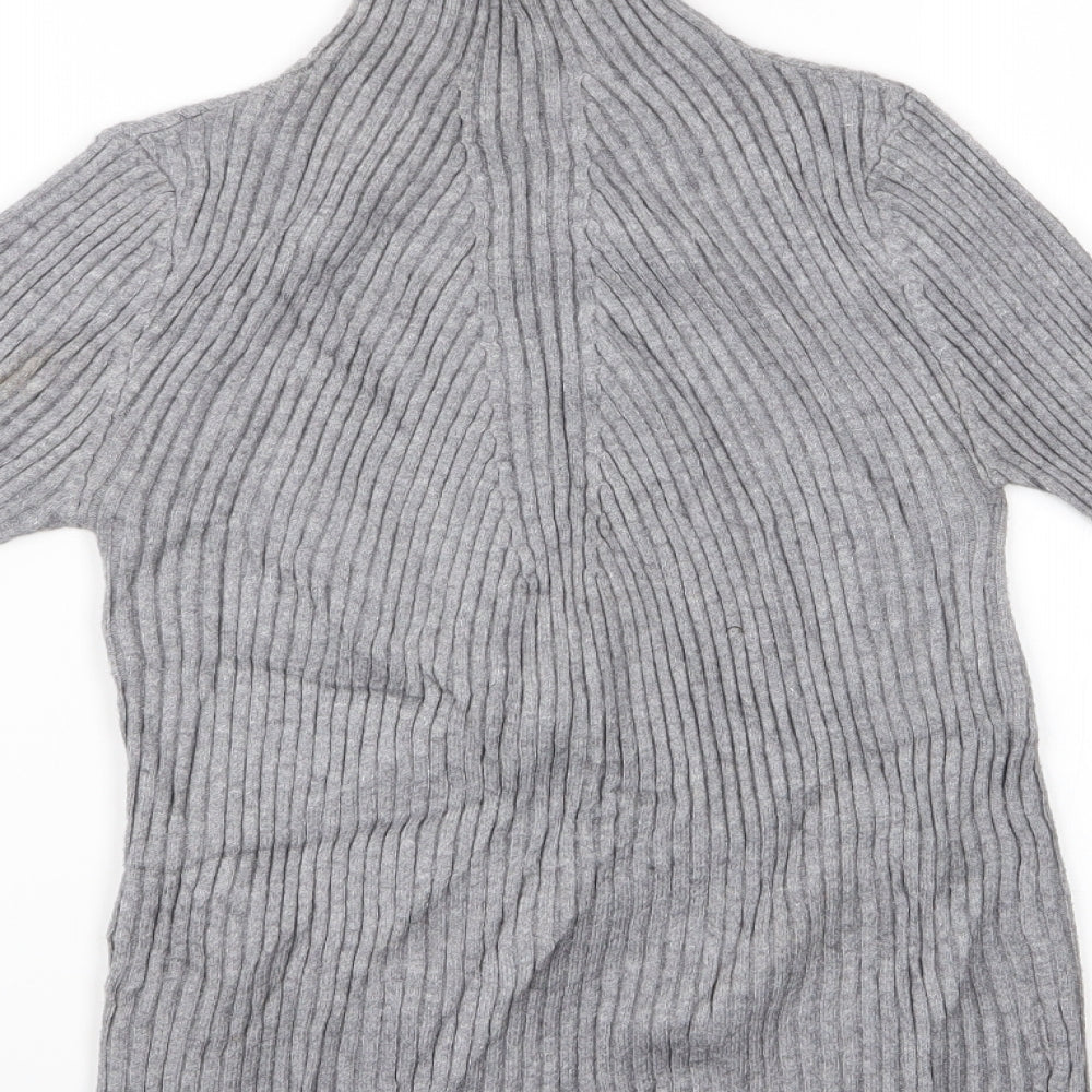 Preworn Girls Grey Pullover Jumper - High Neck Sweater