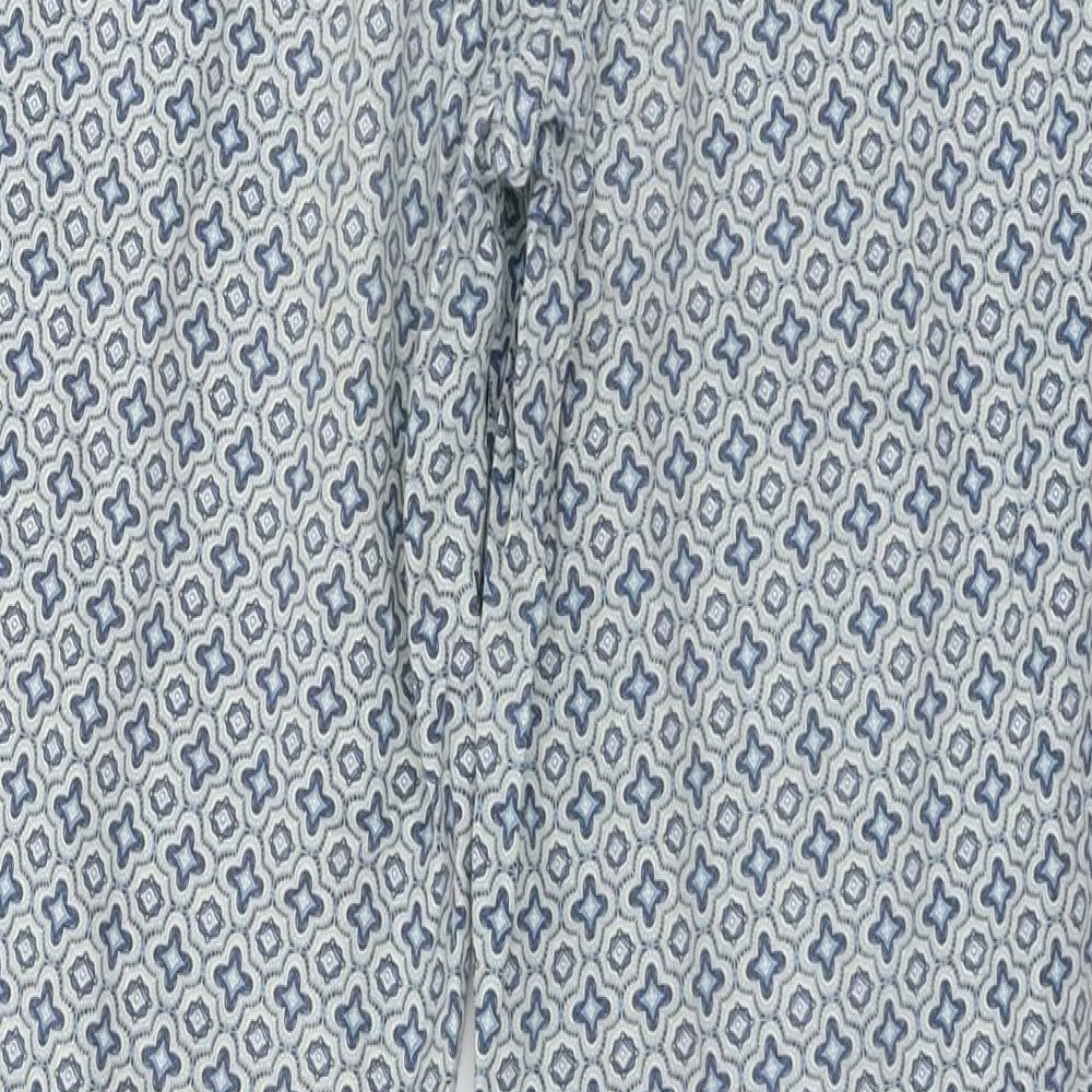 H&M Womens Blue Geometric Trousers Size 28 in L26 in