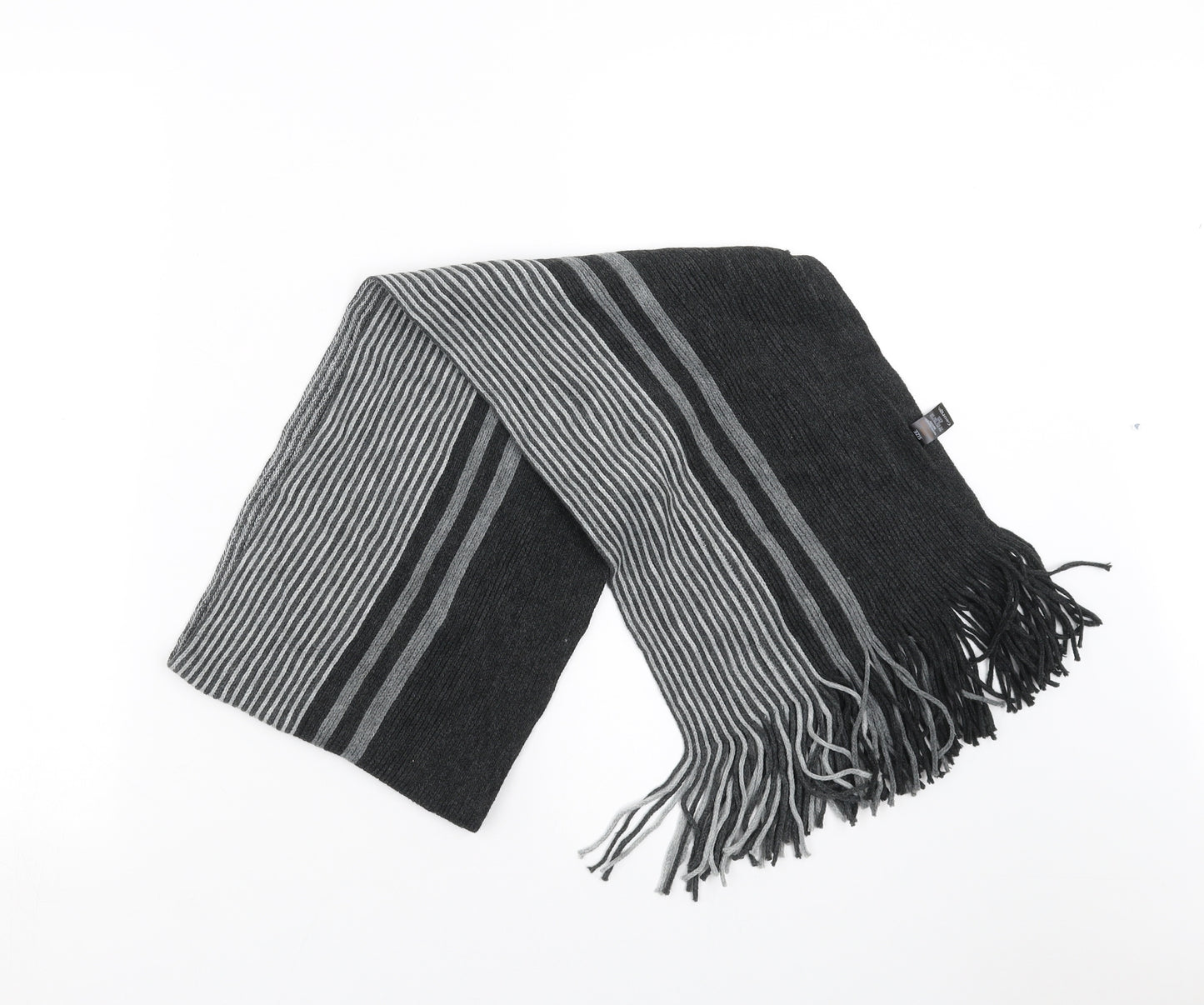 George Mens Grey Striped Scarf One Size