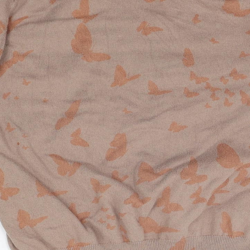 NEXT Womens Beige Geometric Pullover Jumper Size 14