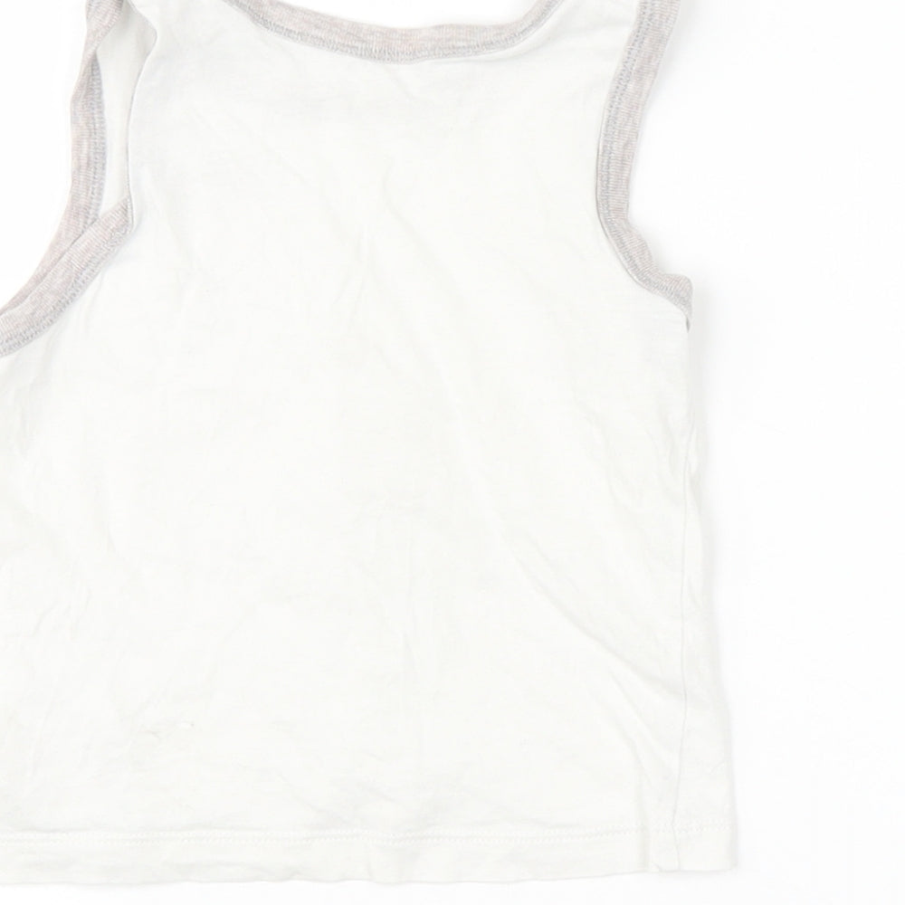 TU Boys White Basic Tank Size 3-4 Years - Dinosaur