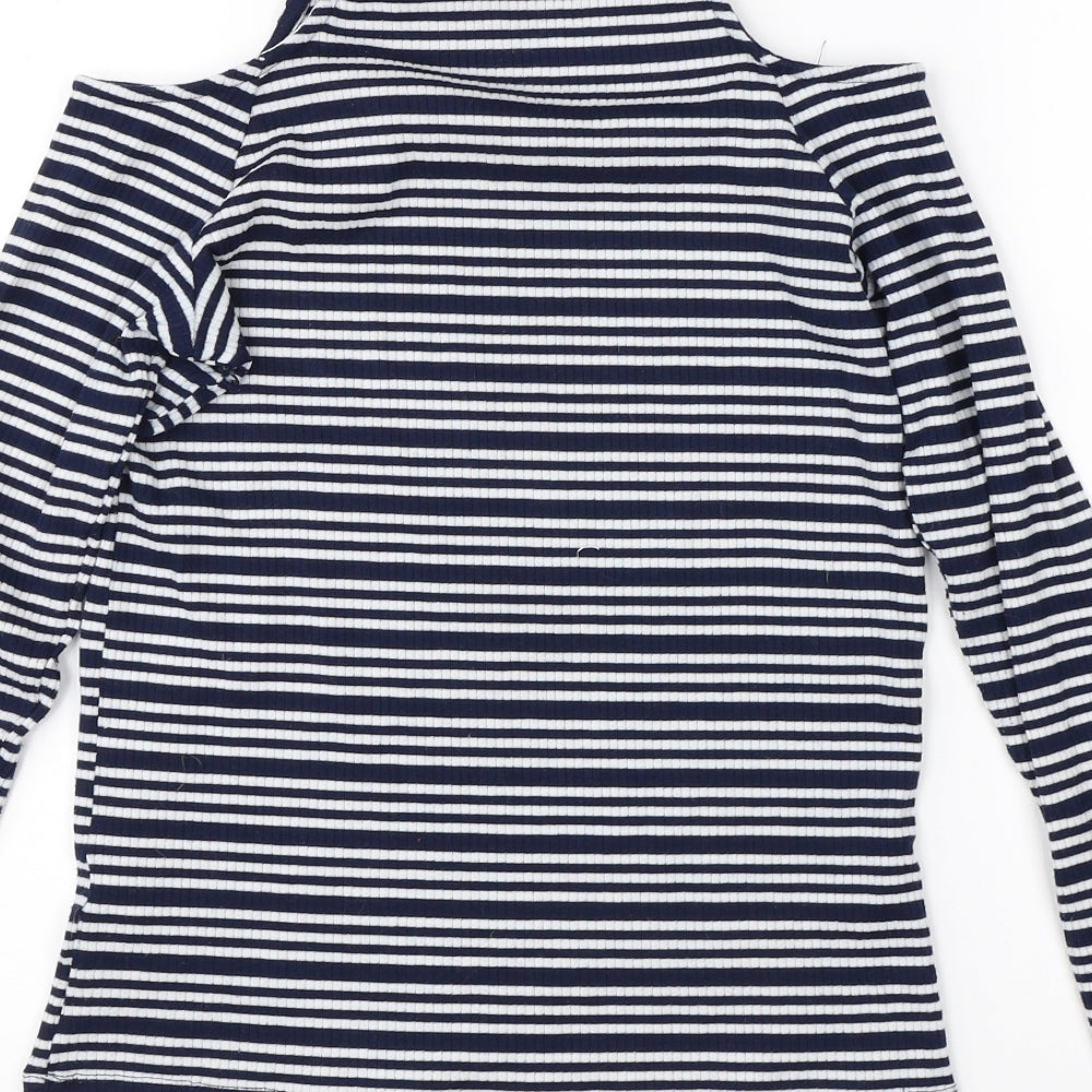 Matalan Womens Blue Striped Pullover Jumper Size 14 - open shoulder