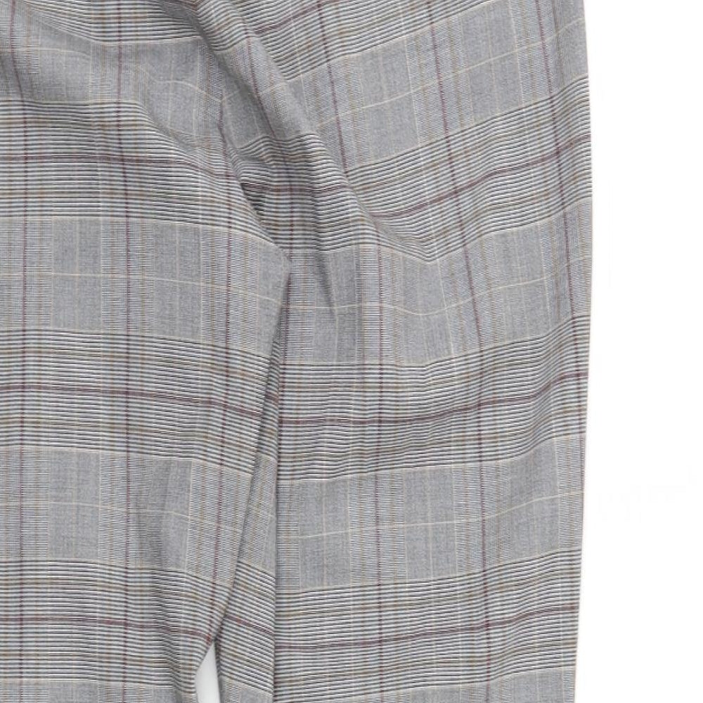 M&S Womens Grey Check Trousers Size 16 L27 in