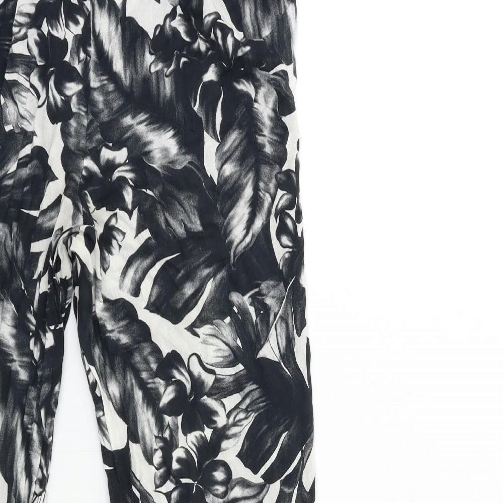 F&F Womens Gold Floral Trousers Size S L27 in