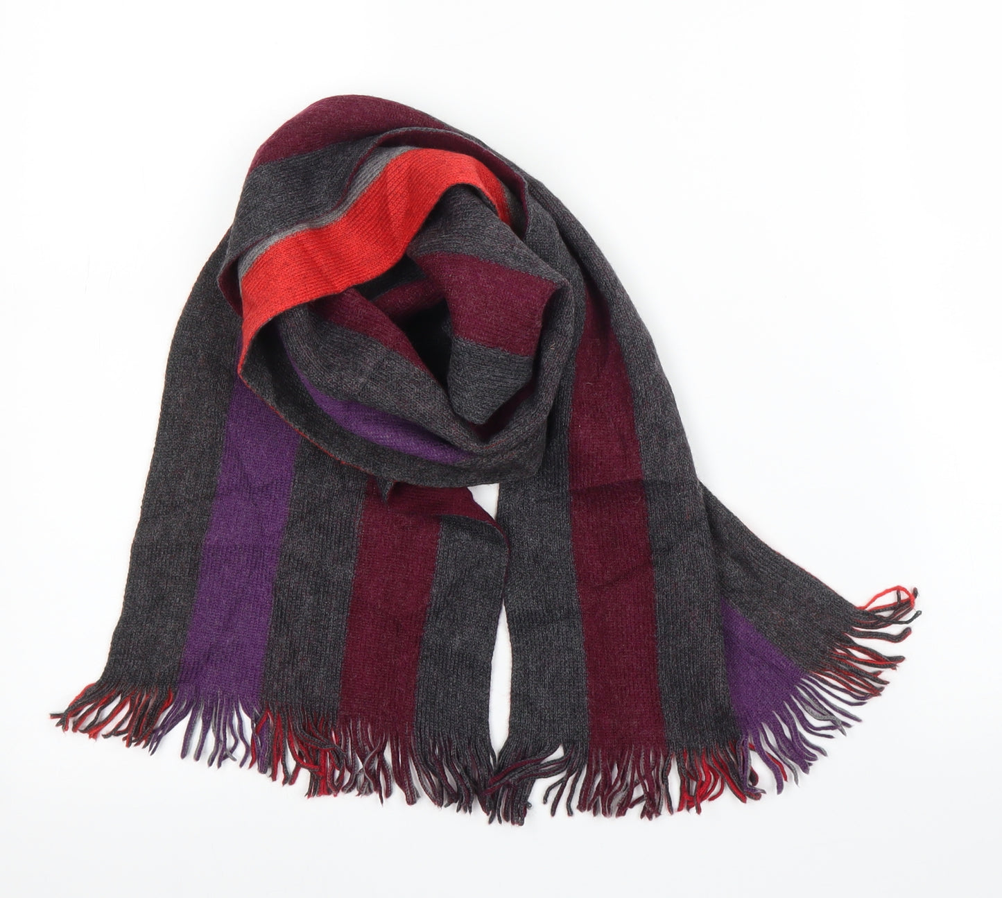 Preworn Unisex Grey Striped Scarf