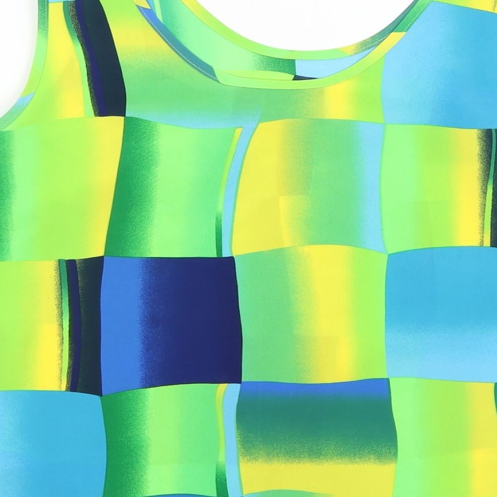 Roman Womens Green Check Cropped Tank Size 14