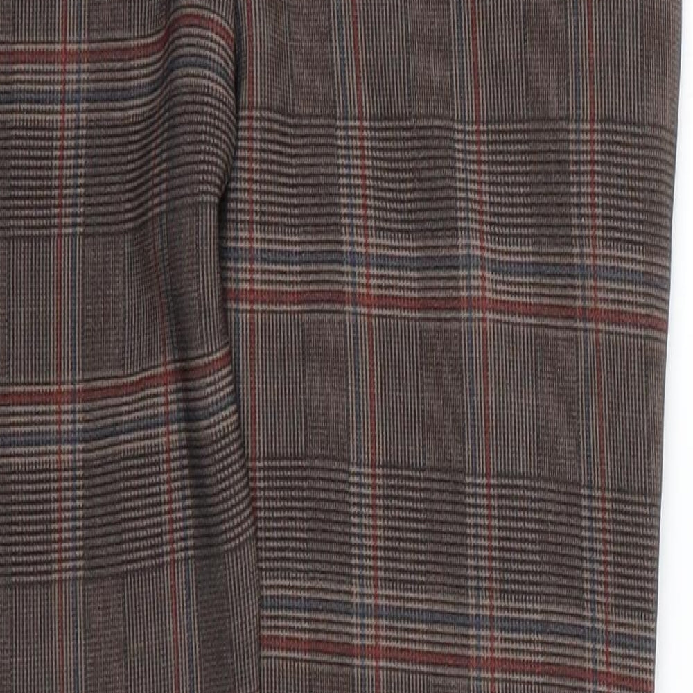 cc fashion Womens Brown Check Chino Trousers Size S L25.5 in