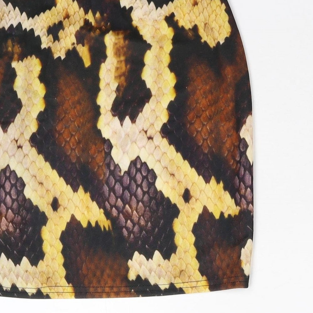 Missguided Womens Multicoloured Animal Print Straight & Pencil Skirt Size 6