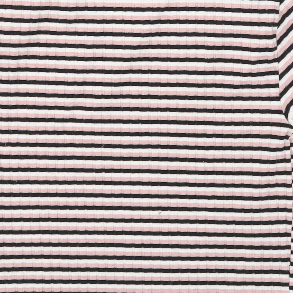 Primark Womens Pink Striped Basic T-Shirt Size 8