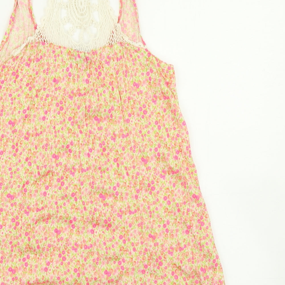 Miss Selfridge Womens Orange Floral Basic Tank Size 8