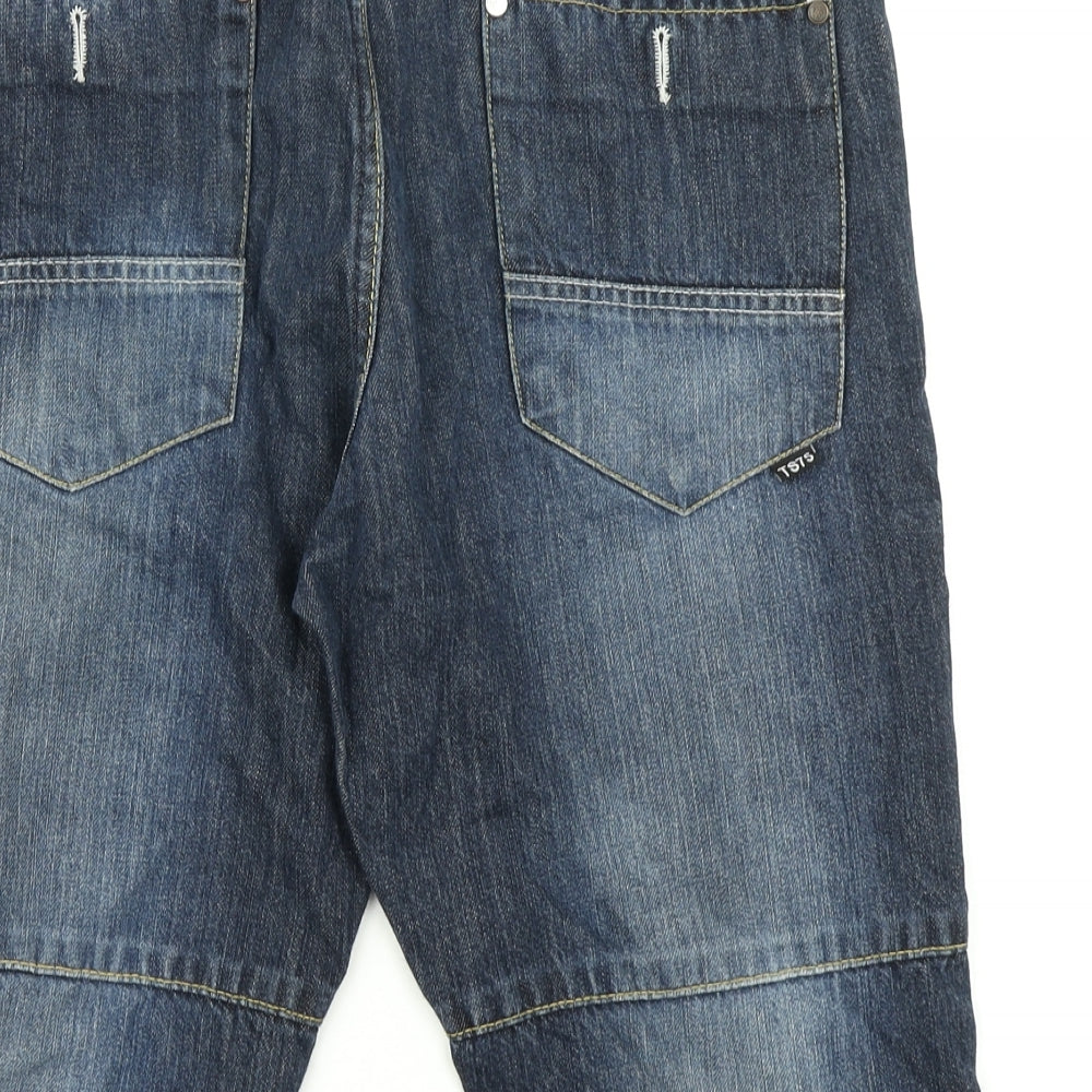 Twisted Soul Mens Blue Denim Cargo Shorts Size 32 in