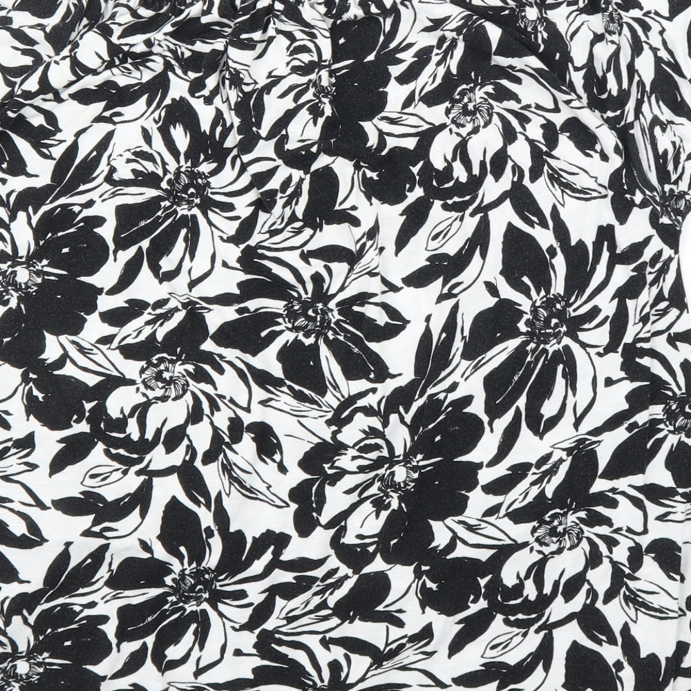 TU Womens Black Floral Basic Blouse Size 12