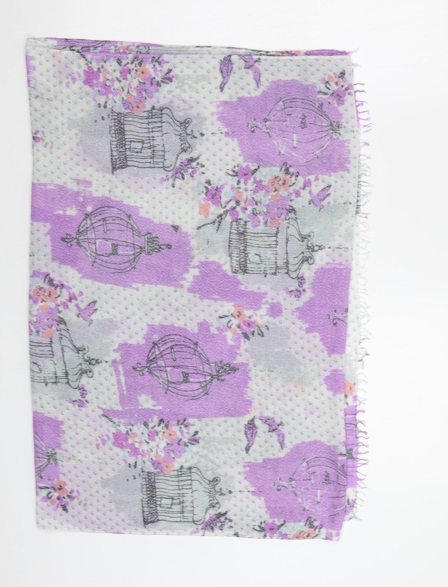 Preworn Womens Purple Floral Shawl/Wrap