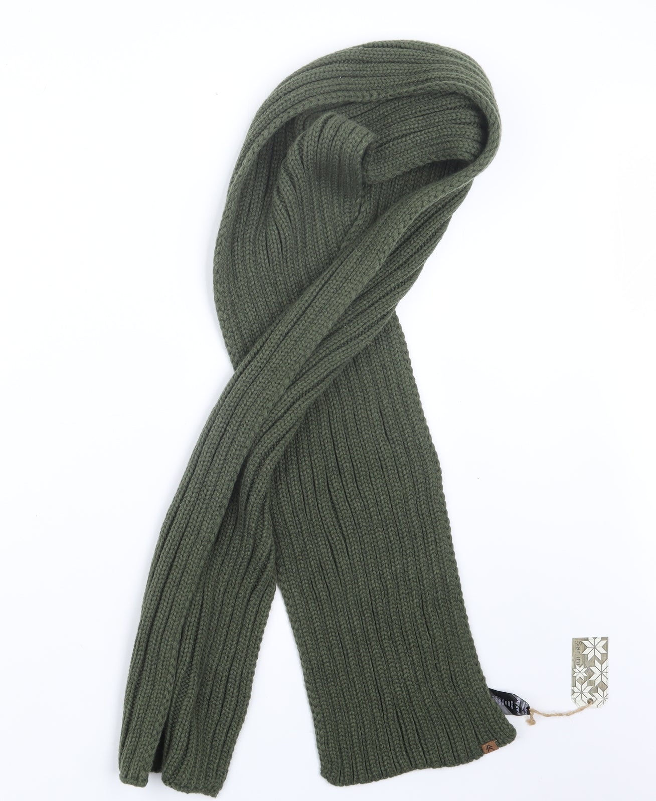 Sarlini Mens Green Knit Scarf One Size