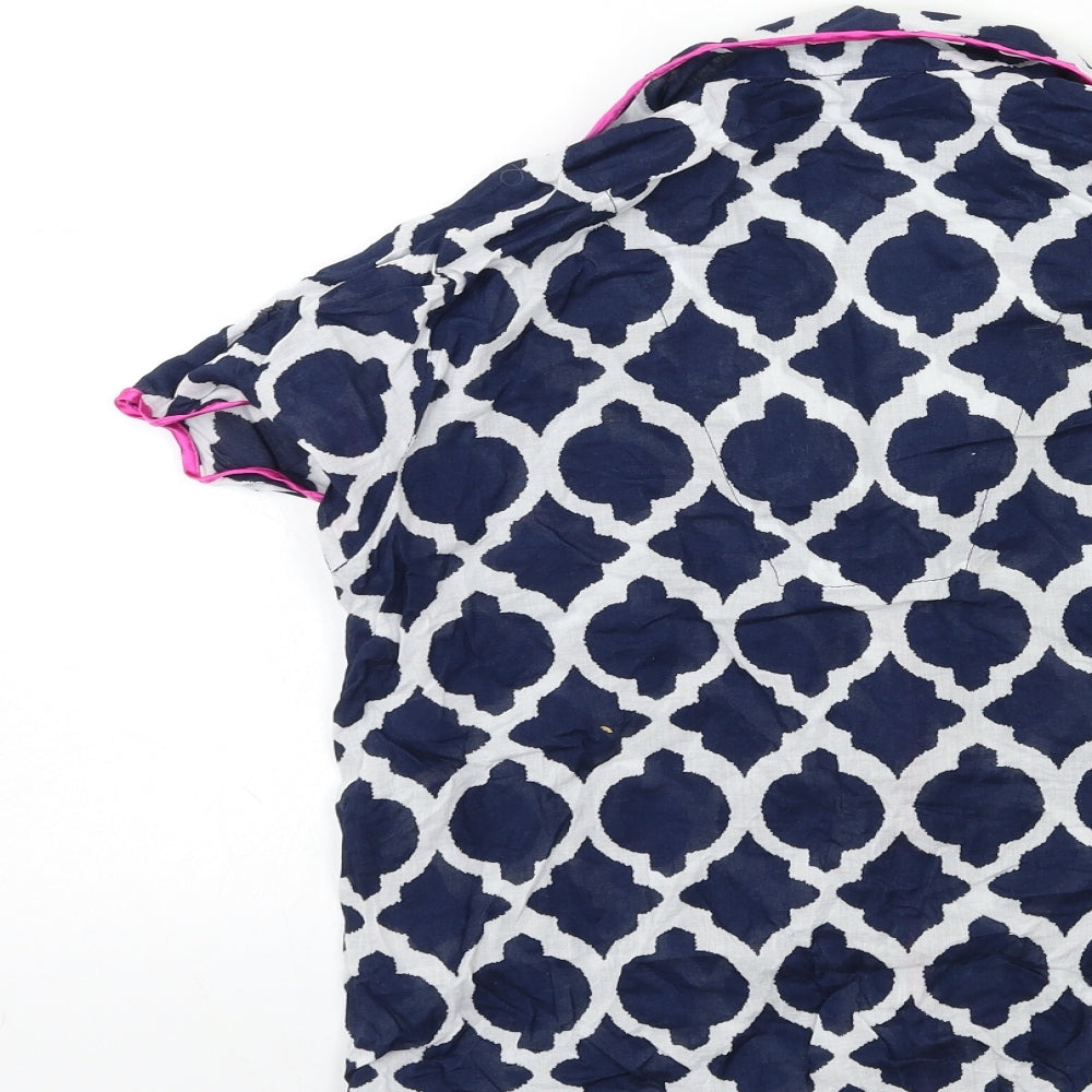 cotton real Mens Blue Geometric Pyjama Top Size M