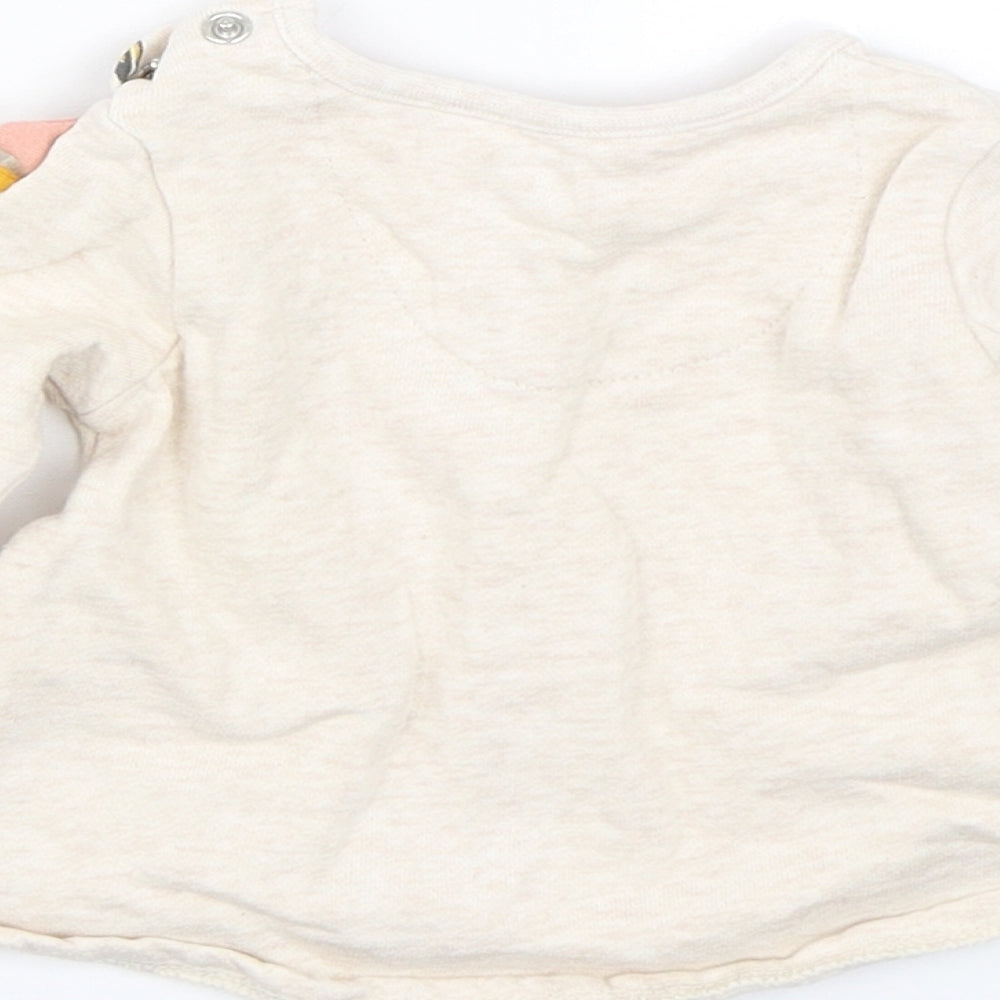 F&F Girls Beige Basic T-Shirt Size 0-3 Months - unicorn
