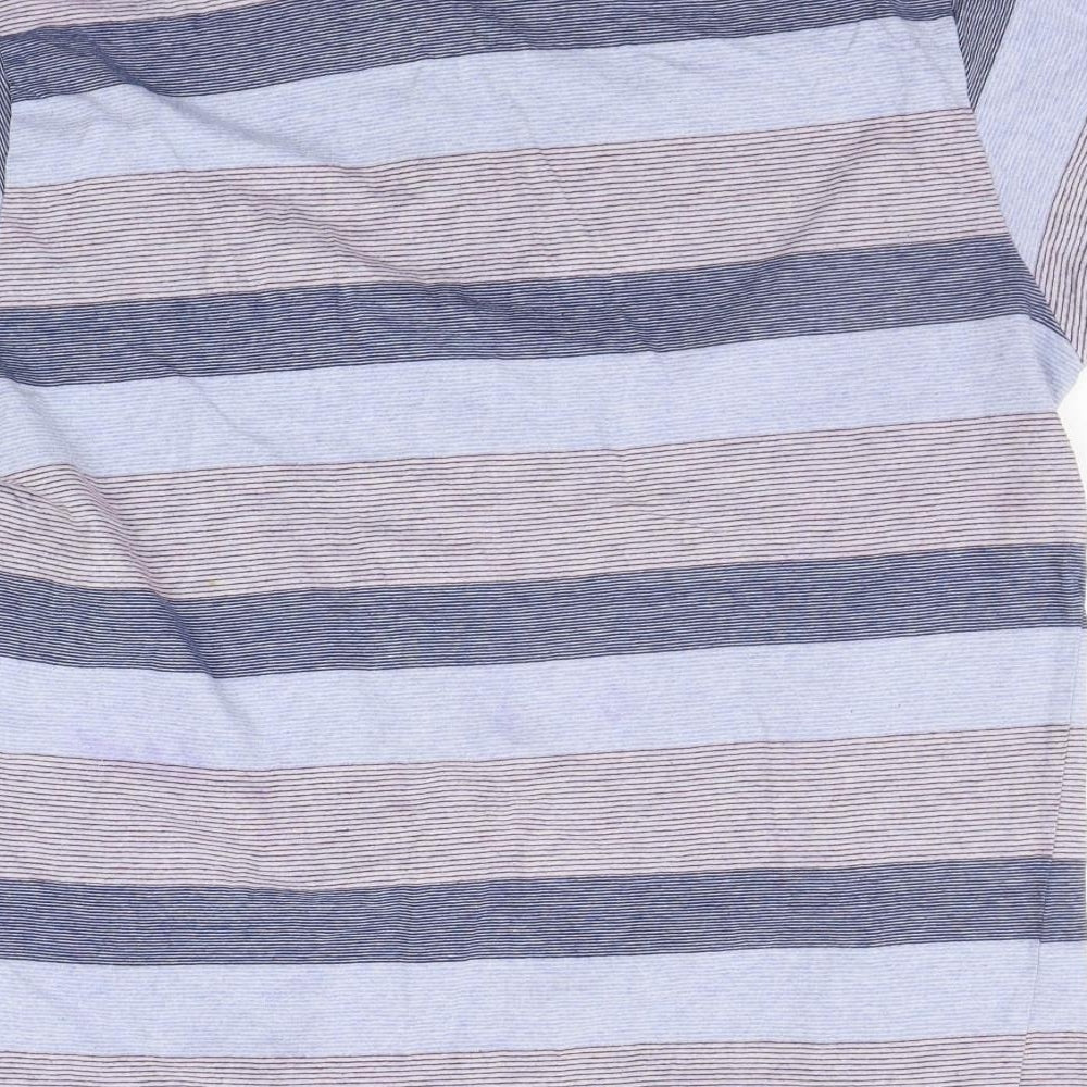 Brookhaven Mens Blue Striped Polo Size XL