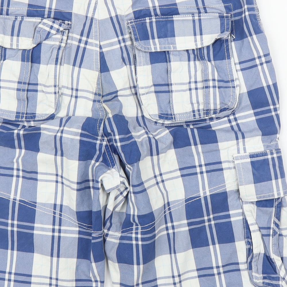 Crew Clothing Mens Blue Check Bermuda Shorts Size 33 in