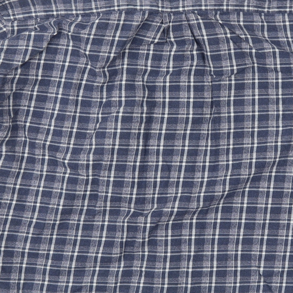 M&S Mens Blue Check Button-Up Size L