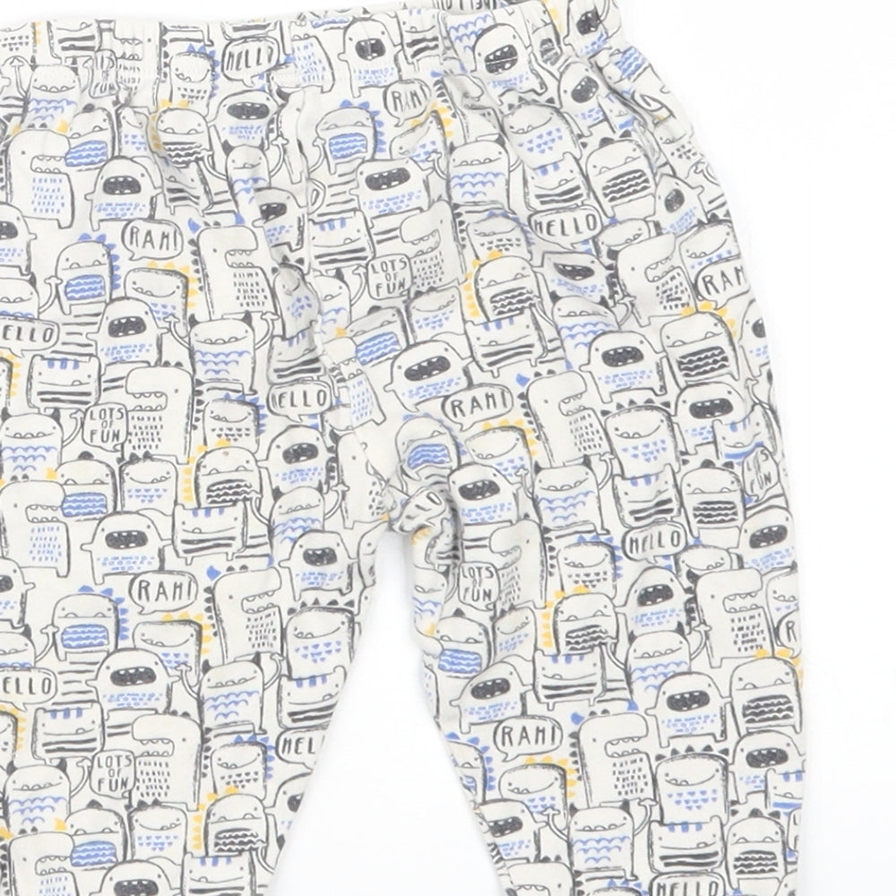 TU Boys White Geometric Capri Trousers Size 9-12 Months