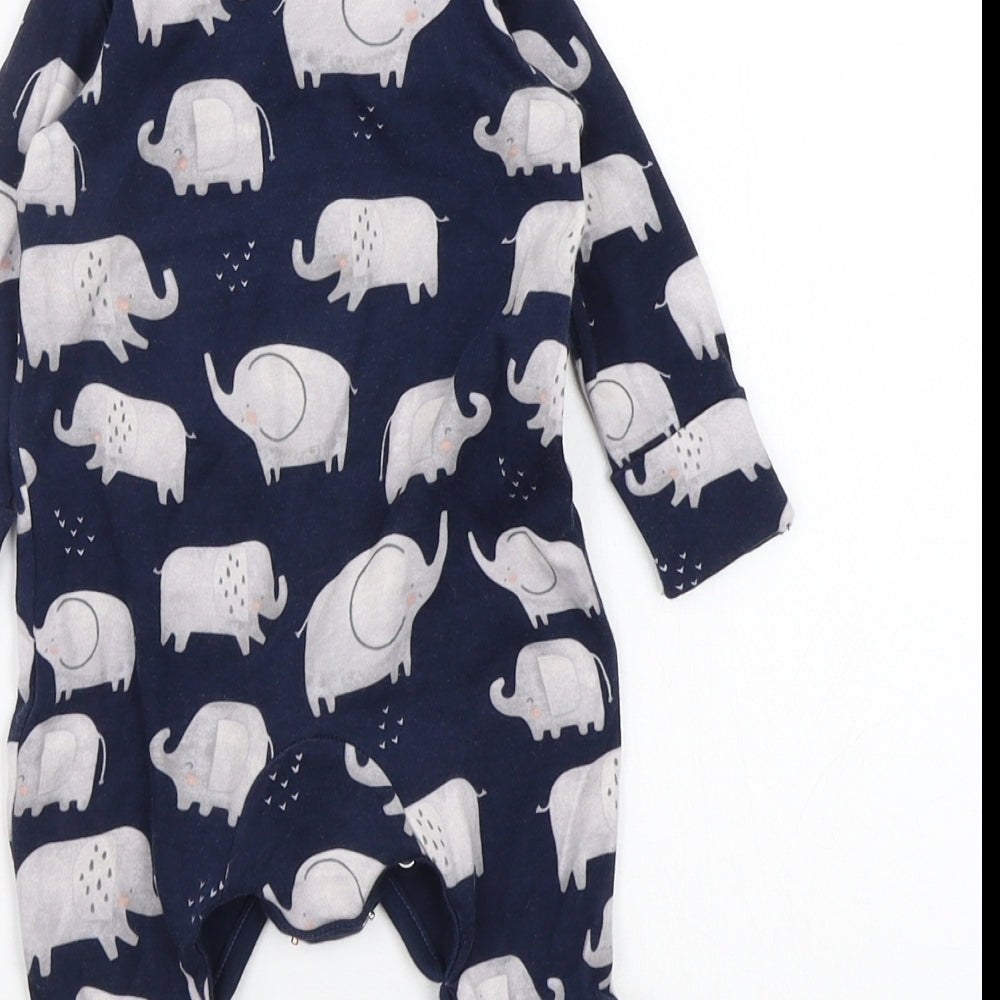 Asda George Baby Blue Animal Print Babygrow One-Piece Size 0-3 Months