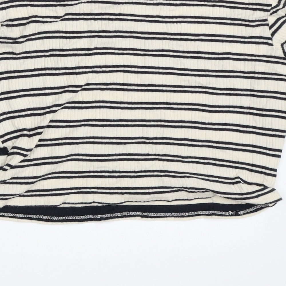 Topshop Womens Beige Striped Basic T-Shirt Size 8