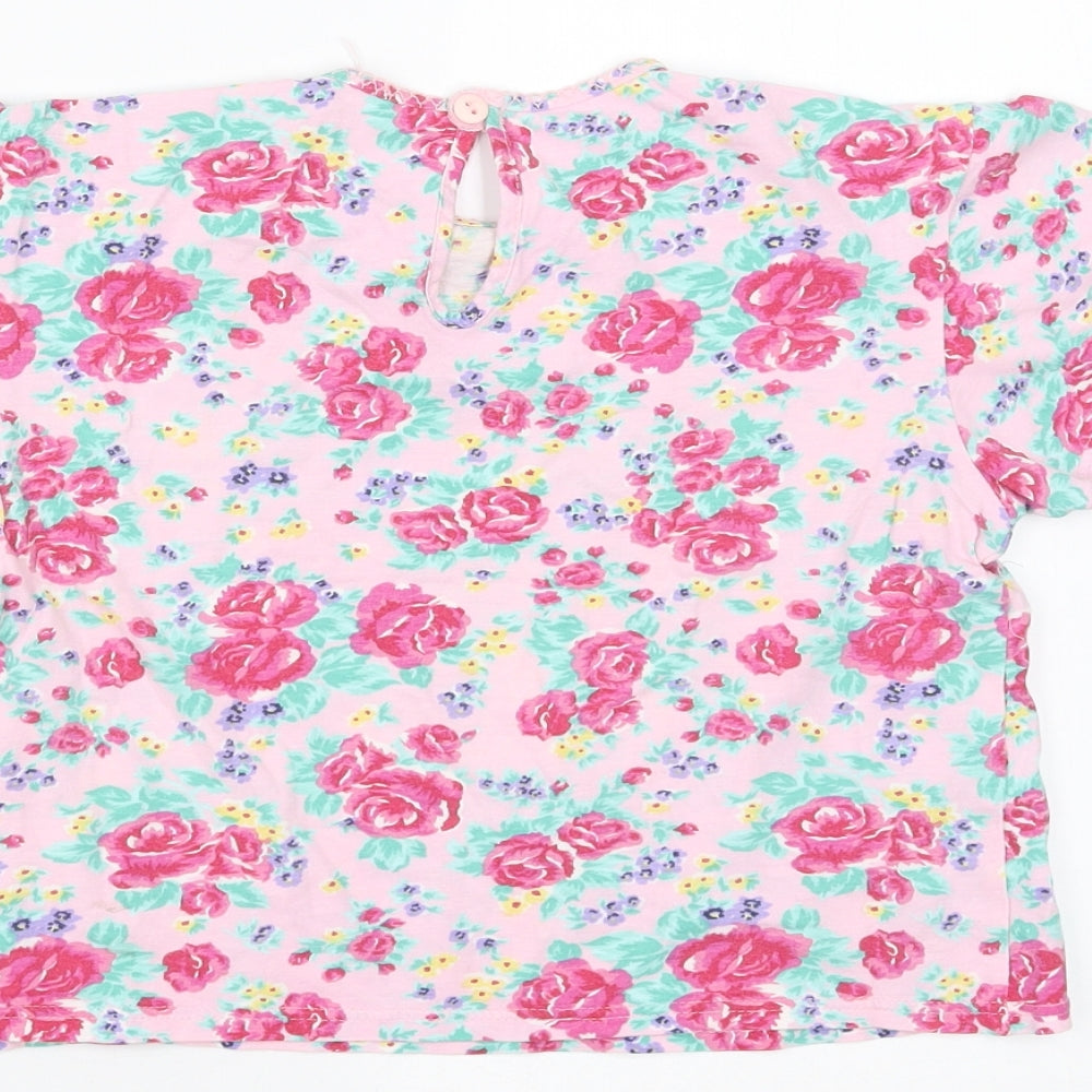 Marks and Spencer Girls Pink Floral Basic T-Shirt Size 3-4 Years
