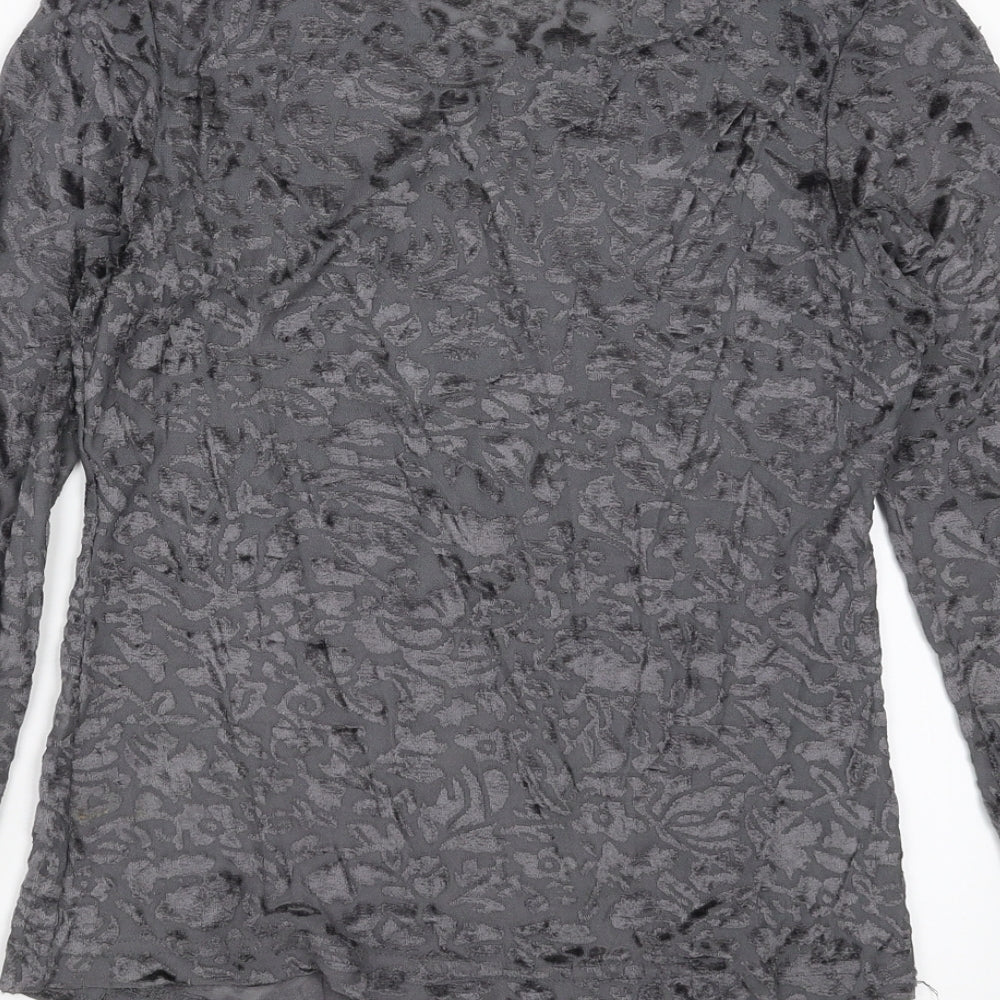 Preworn Womens Grey Geometric Basic Blouse Size M